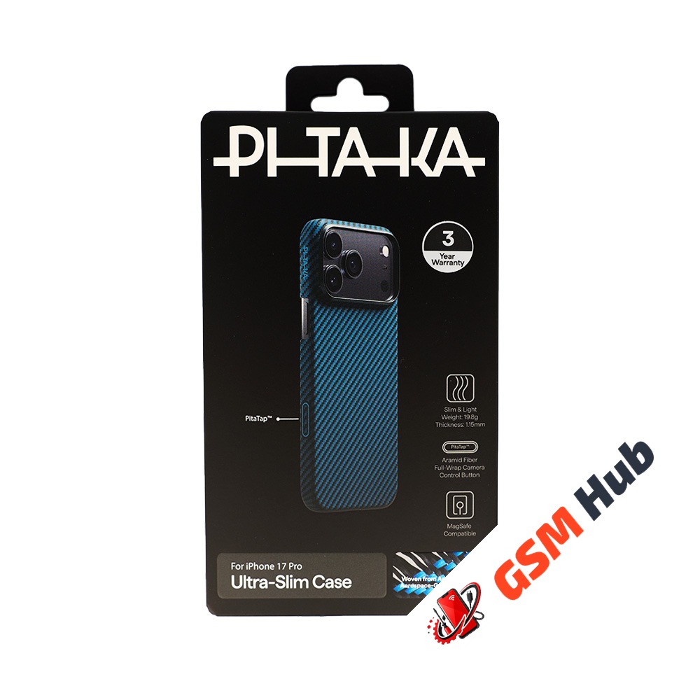 Чехол PITAKA Ultra-Slim Case for iPhone 17 Pro (Black/Blue) (PitaTap)