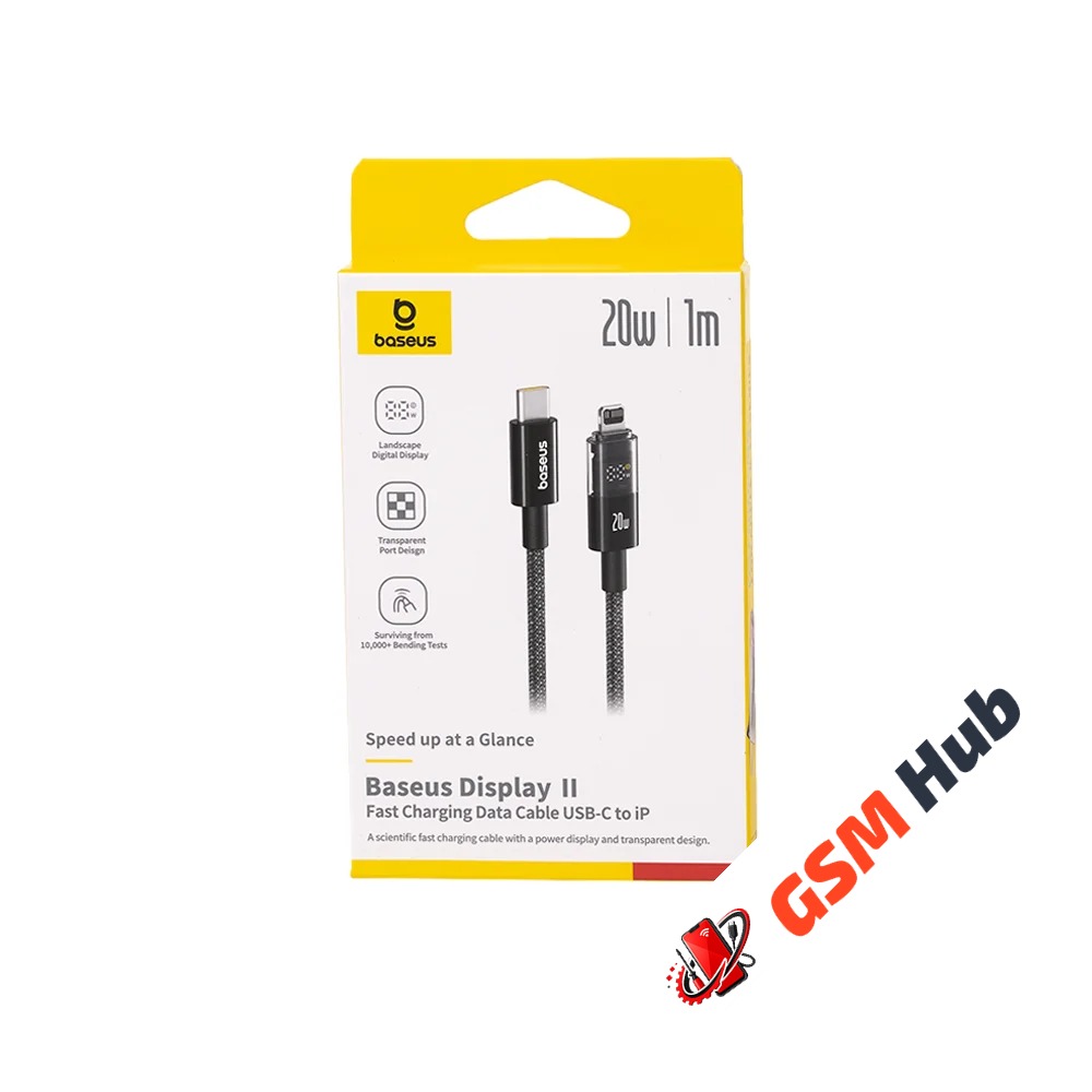 Кабель с дисплеем Baseus (Быстрая зарядка) (USB C-Ligthning) (20W) (1m) (Черный)