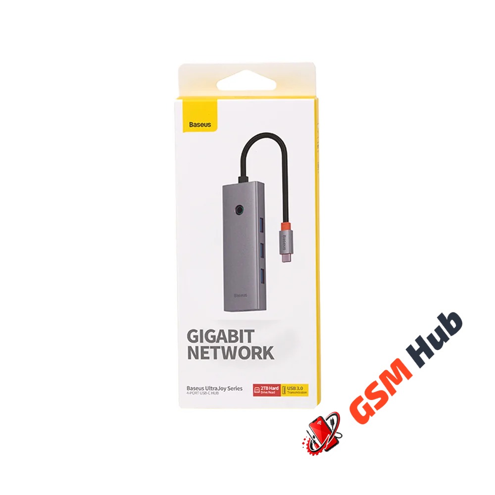 USB-концентратор Baseus UltraJoy Series (4-Port) (USB-C / USB-A 3.0+RJ45) (Серый)