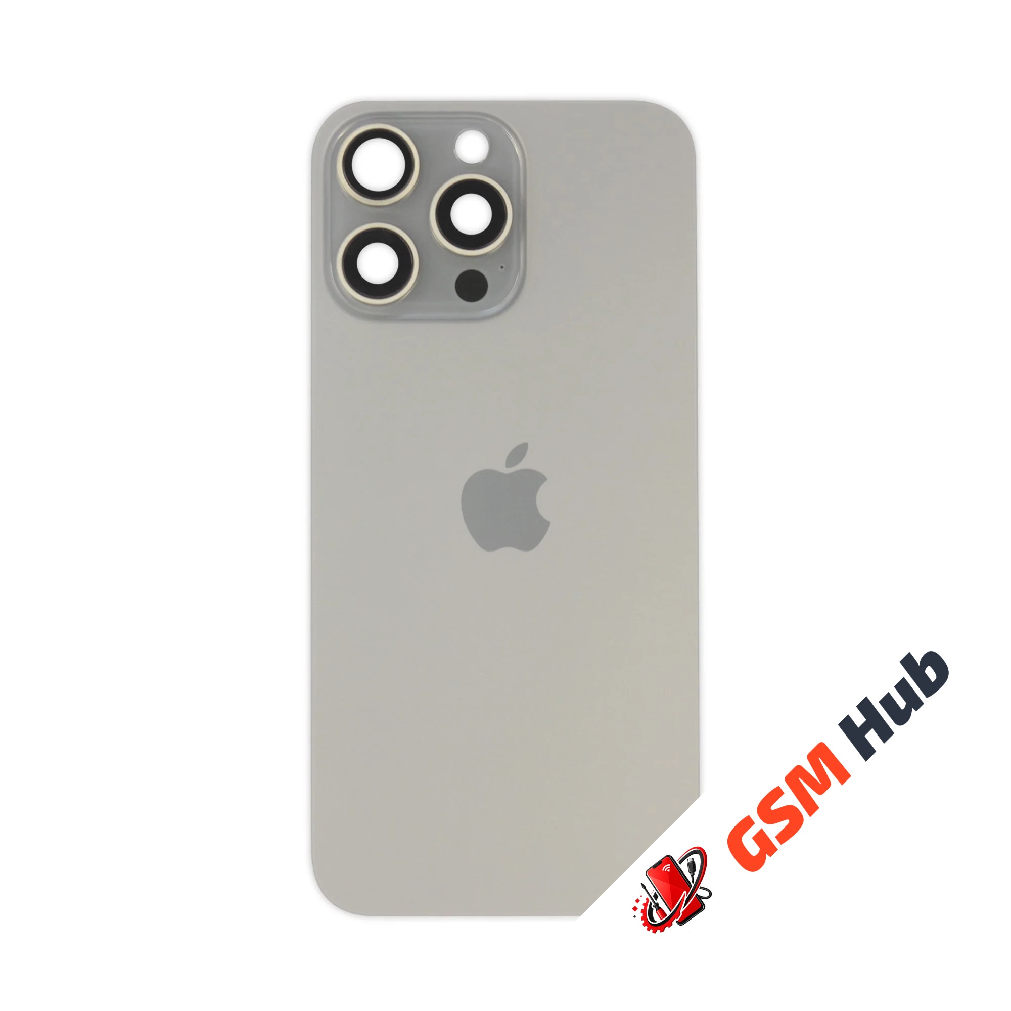 Задняя крышка (стекло) в сборе с рамкой iPhone 15 Pro Max (Natural Titanium)