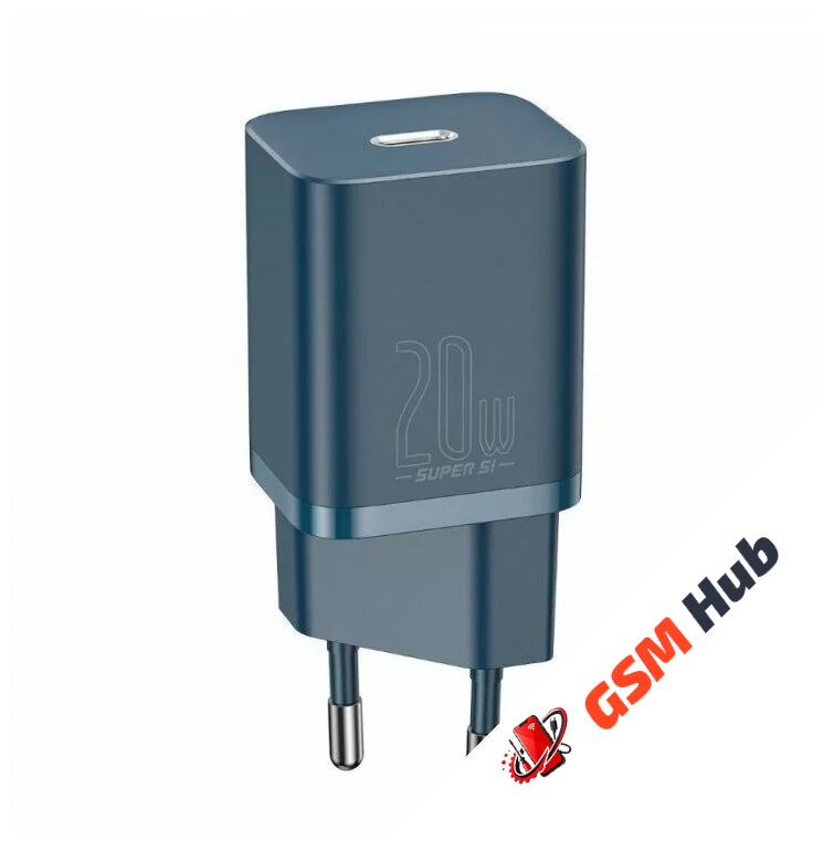 СЗУ Baseus Super Si (Быстрая зарядка) (USB-C) (20W EU) (Синий)