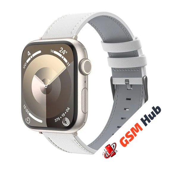 Ремешок кожаный Benks Watch (42/44/45/49mm) (Белый)