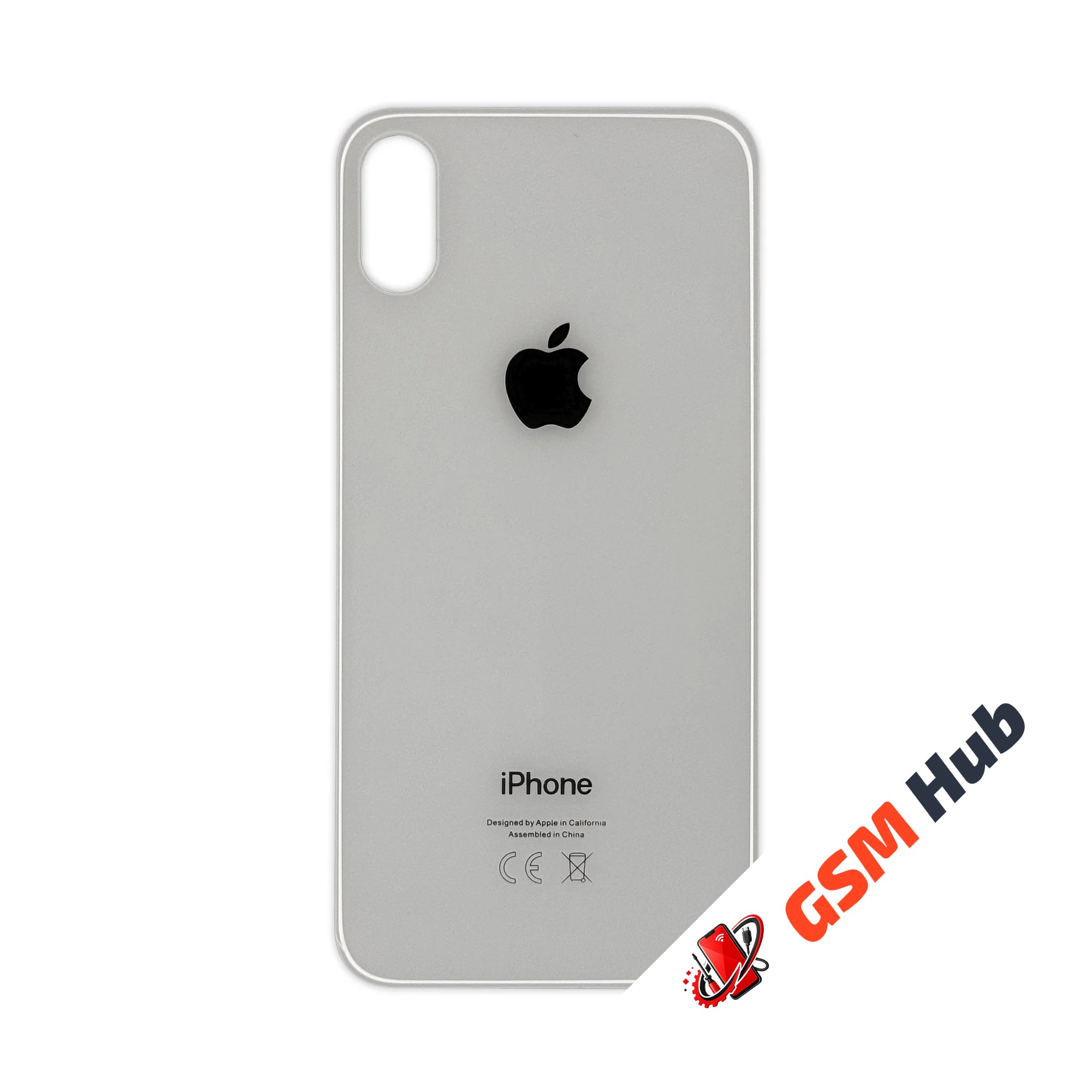 Задняя крышка (стекло) Широкий вырез iPhone X (Silver)