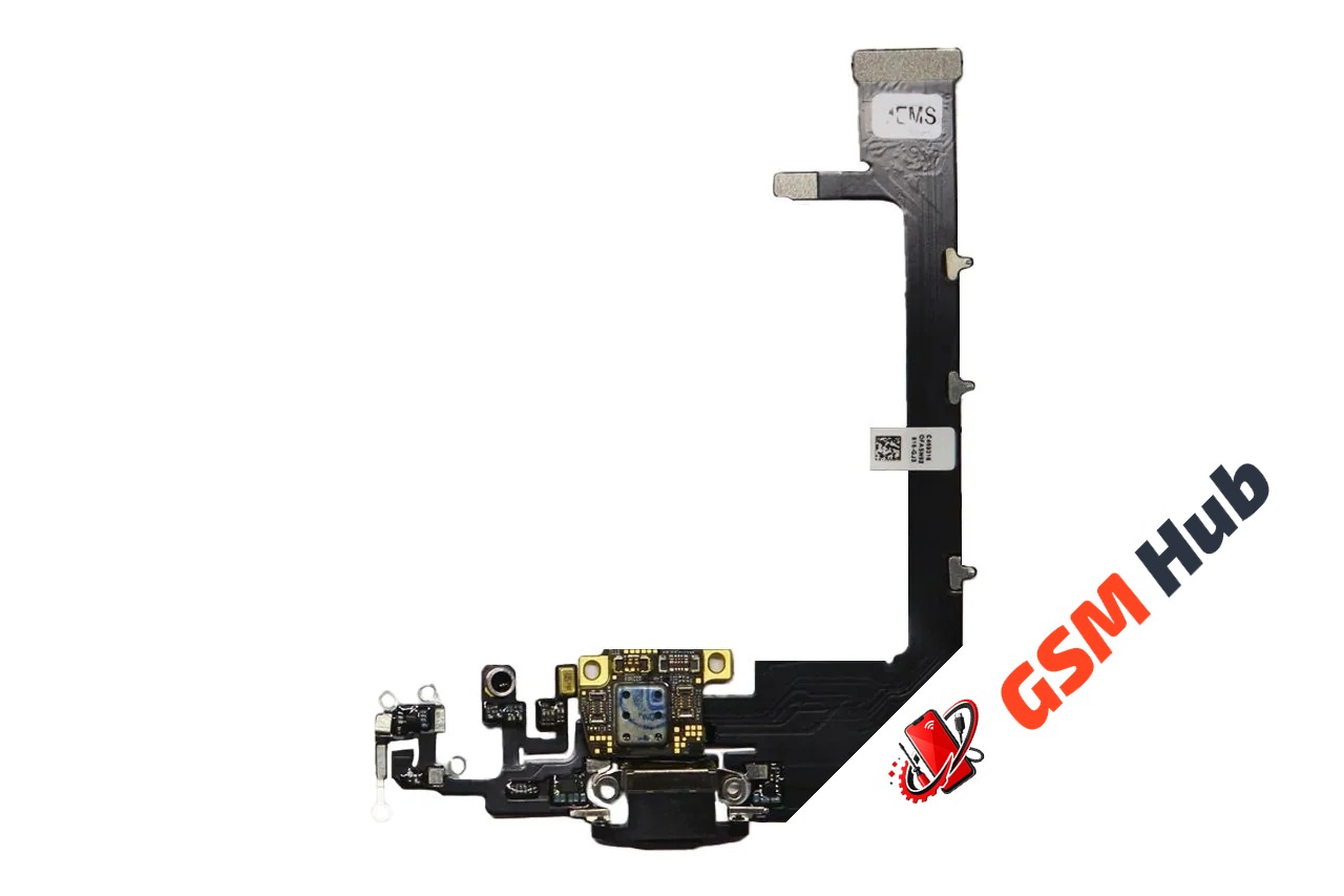 Шлейф с разъемом зарядки iPhone 11 Pro Max Оригинал IC (Черный)
