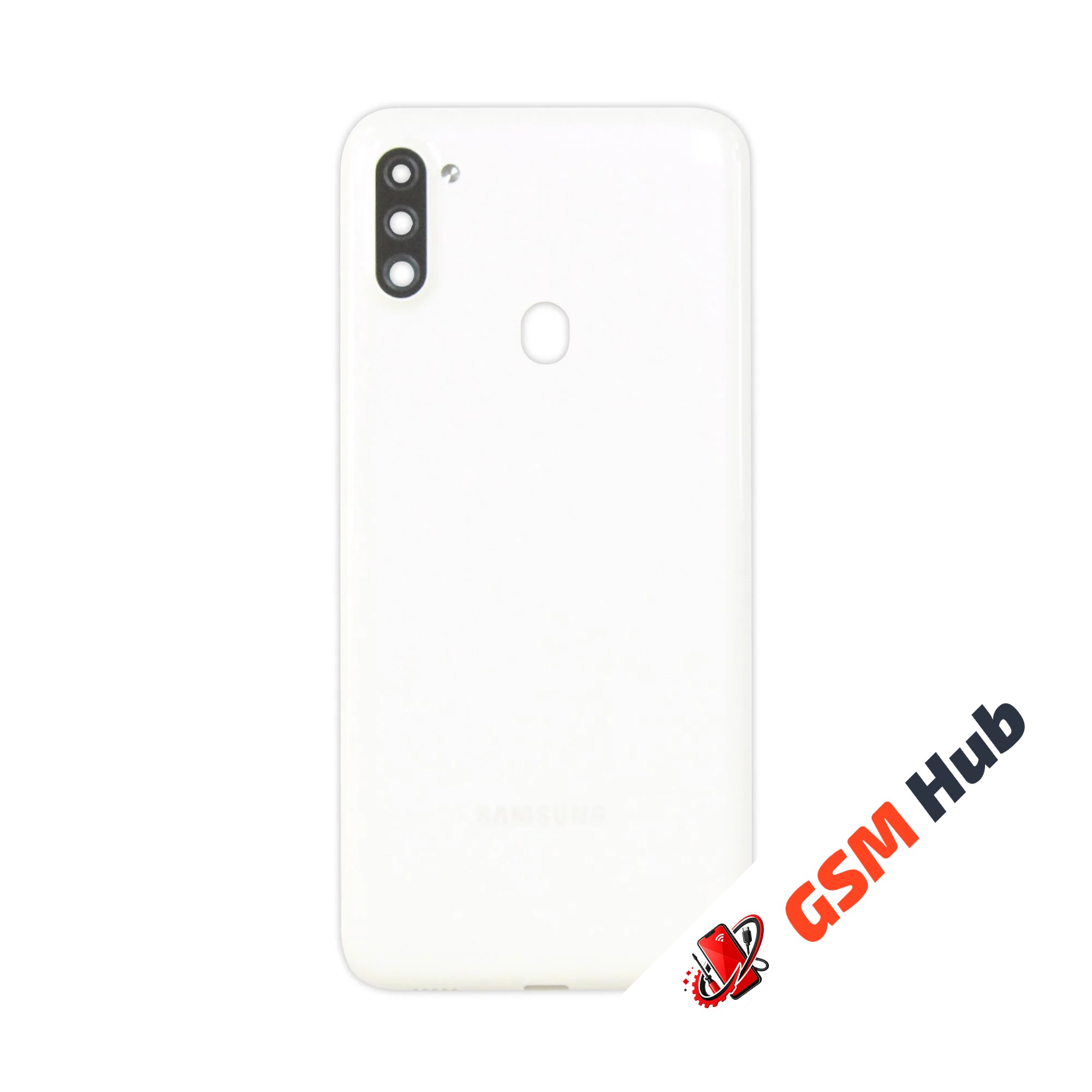 Задняя крышка Samsung Galaxy A11 (А115F) (Белый) (Со стеклом камеры) Premium