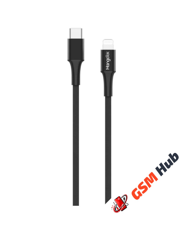 Кабель MangoTek MCA20C (Apple MFI) (USB-C / Lightning) (Нейлон) (Black)