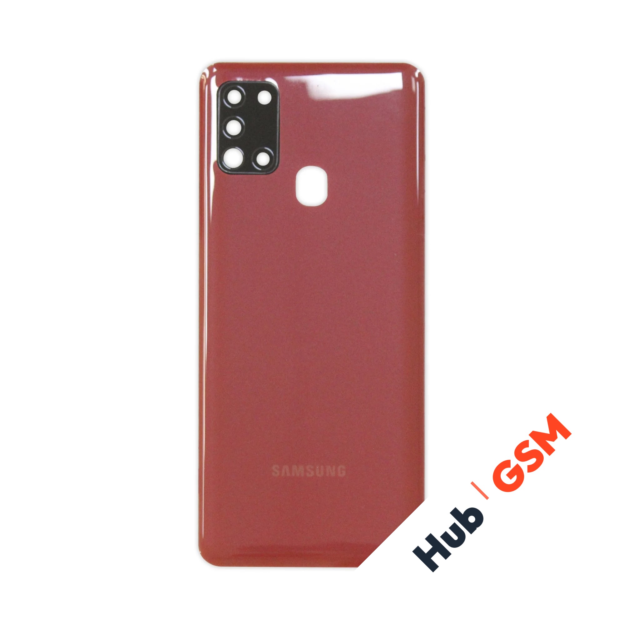 Задняя крышка Samsung Galaxy A21S (A217F) (Красный) (Со стеклом камеры) Premium