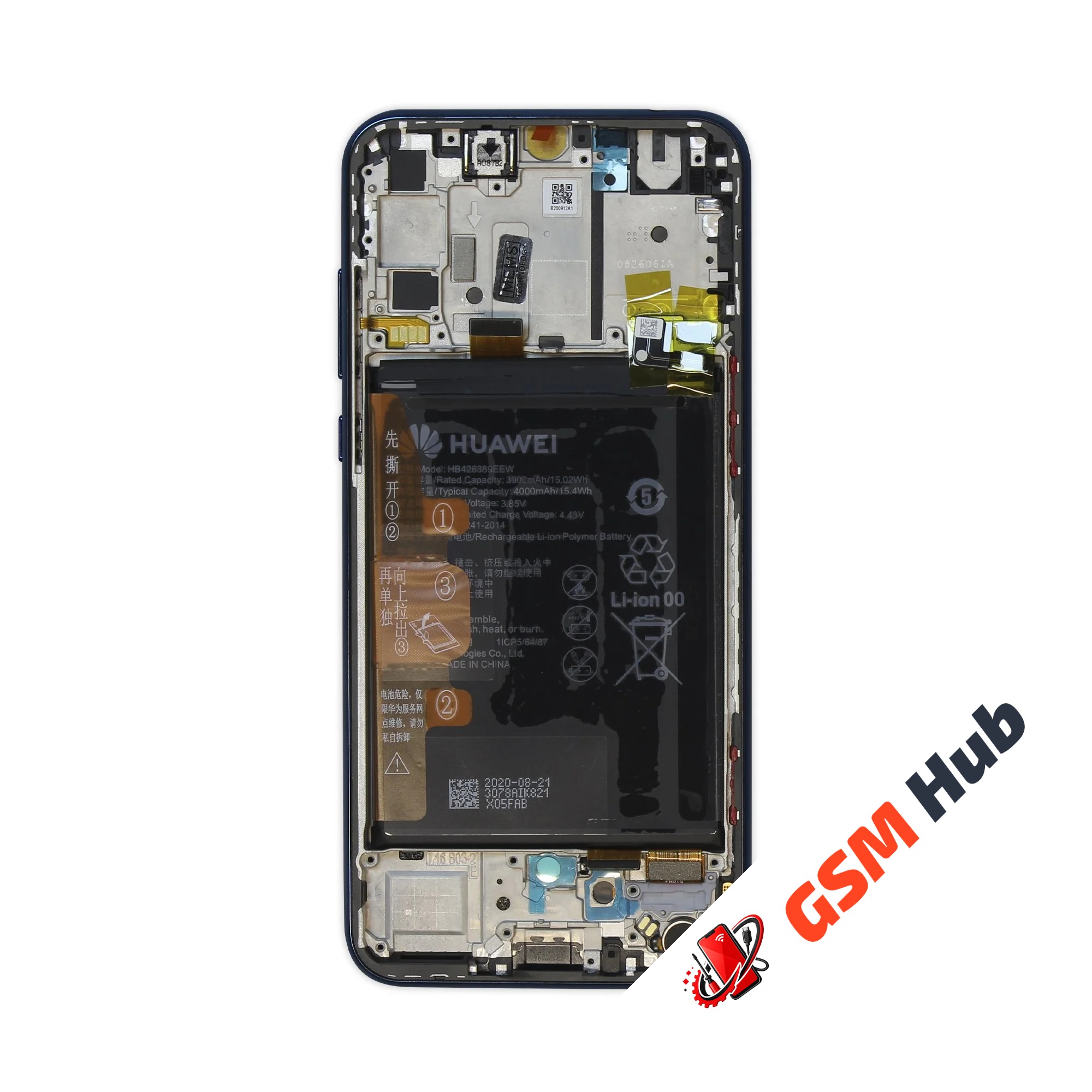 Дисплей Huawei Y8P (AQM-LX1) (Оригинал) (В рамке) (С аккумулятором) (Зеленый) KRYON