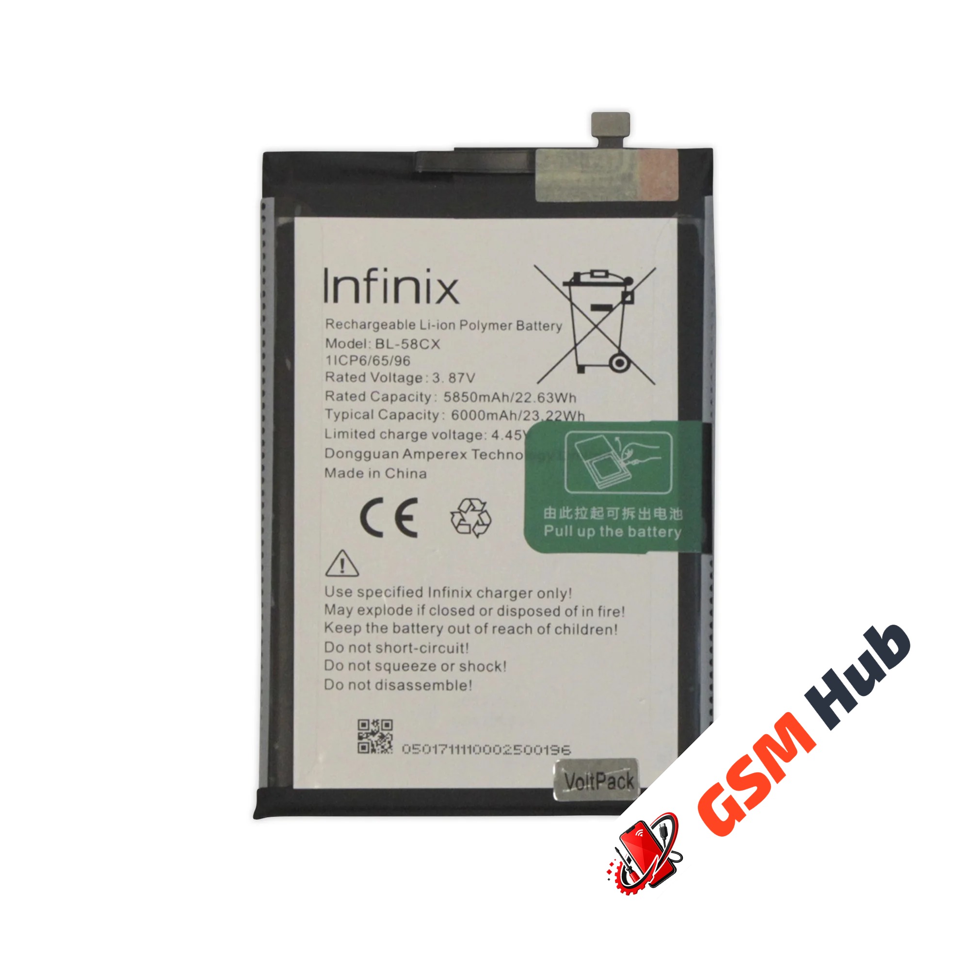 Аккумулятор Infinix X659 / Hot 10i / Smart 7 (BL-58CX) 6000mAh VoltPack