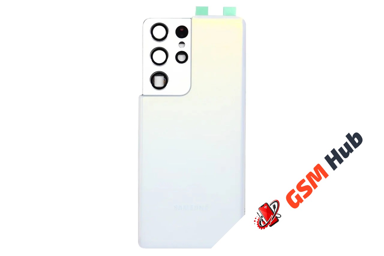 Задняя крышка Samsung Galaxy S21 Ultra (G998) (Белый) (Со стеклом камеры) Premium