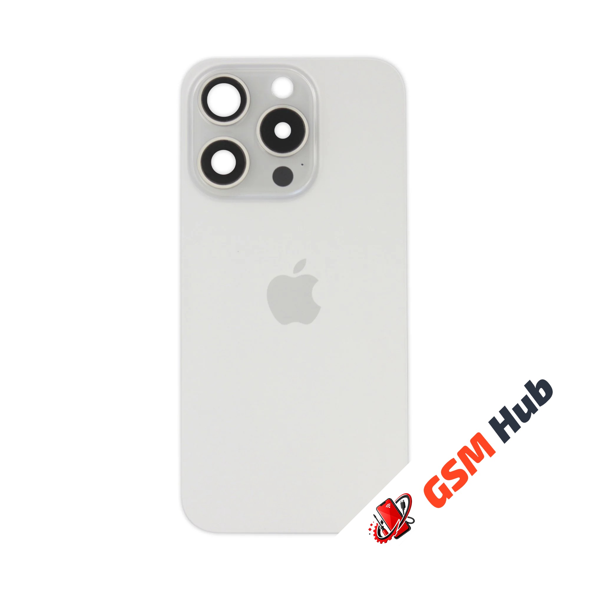 Задняя крышка (стекло) в сборе с рамкой iPhone 15 Pro (White Titanium)