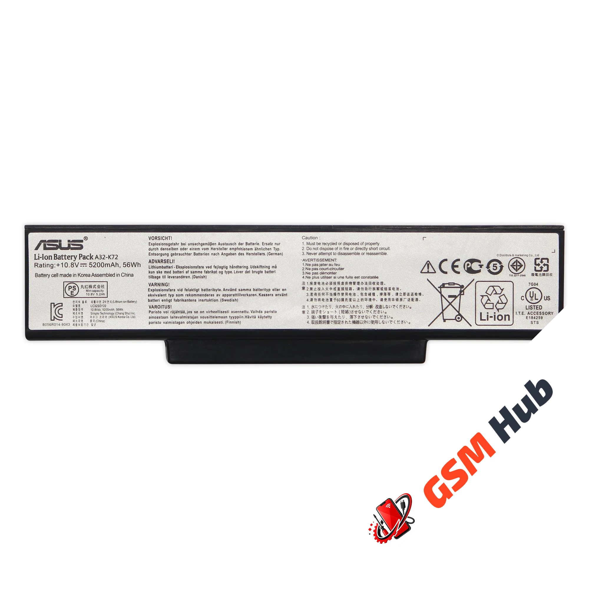 Аккумулятор Asus K72 / K72JK / K72JR / K72F / K73 / K72D / K72J / K72Q / K72JF / N71 / N73 / X77 / 5