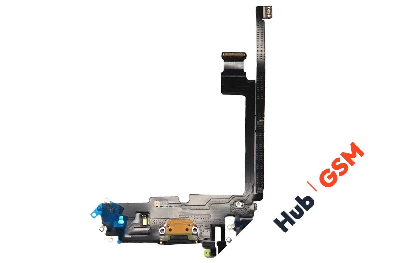 Шлейф с разъемом зарядки iPhone 12 Pro Max Оригинал IC (Черный)