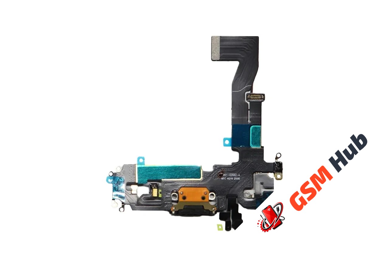 Шлейф с разъемом зарядки iPhone 12 / 12 Pro Оригинал IC (Черный)