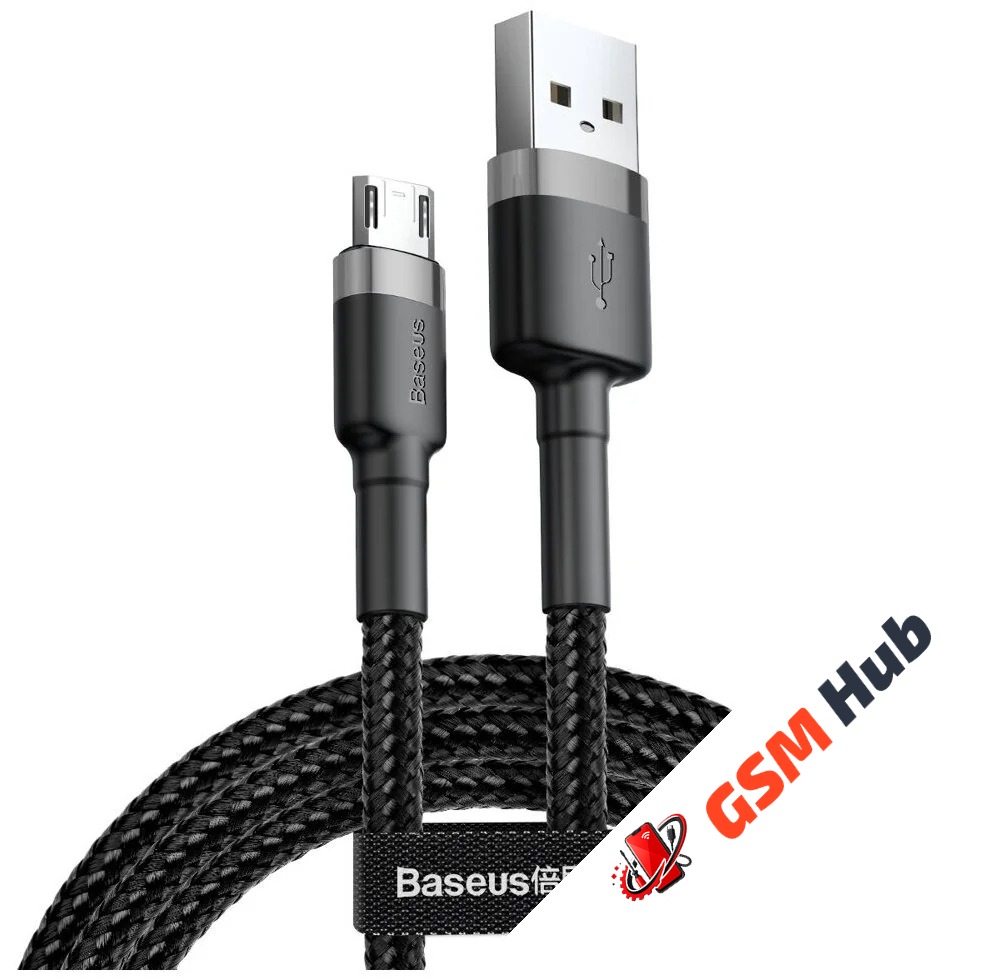 Кабель Baseus cafule USB For Micro (2.4A) (0.5m) (Серый/Черный)