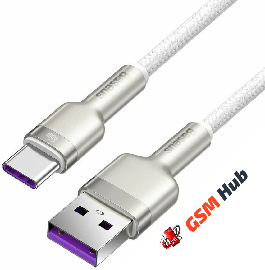Кабель Baseus Cafule Series Metal Data (USB-A / USB-C) (66W) (2m) (Белый)