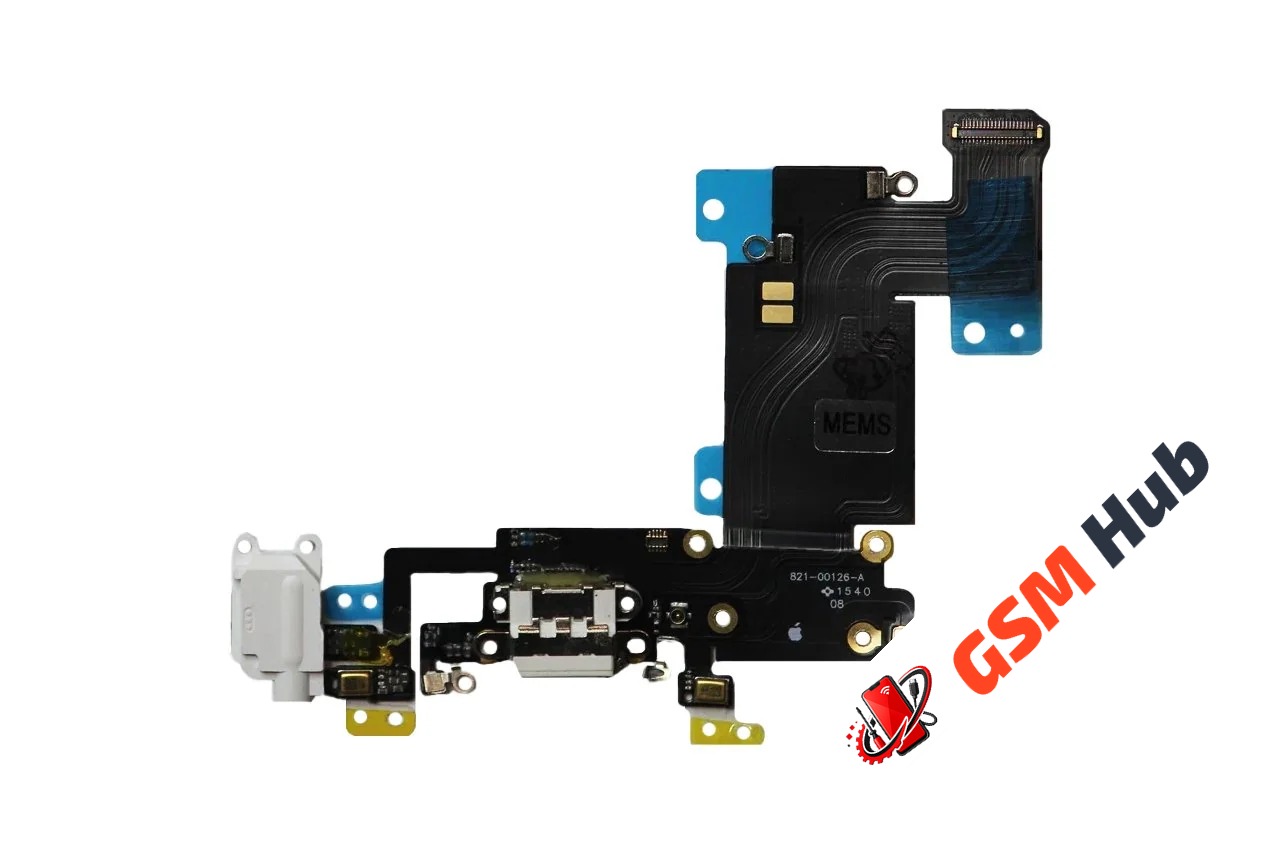 Шлейф с разъемом зарядки + разъем гарнитуры + микрофон iPhone 6S Plus Оригинал IC (Белый)