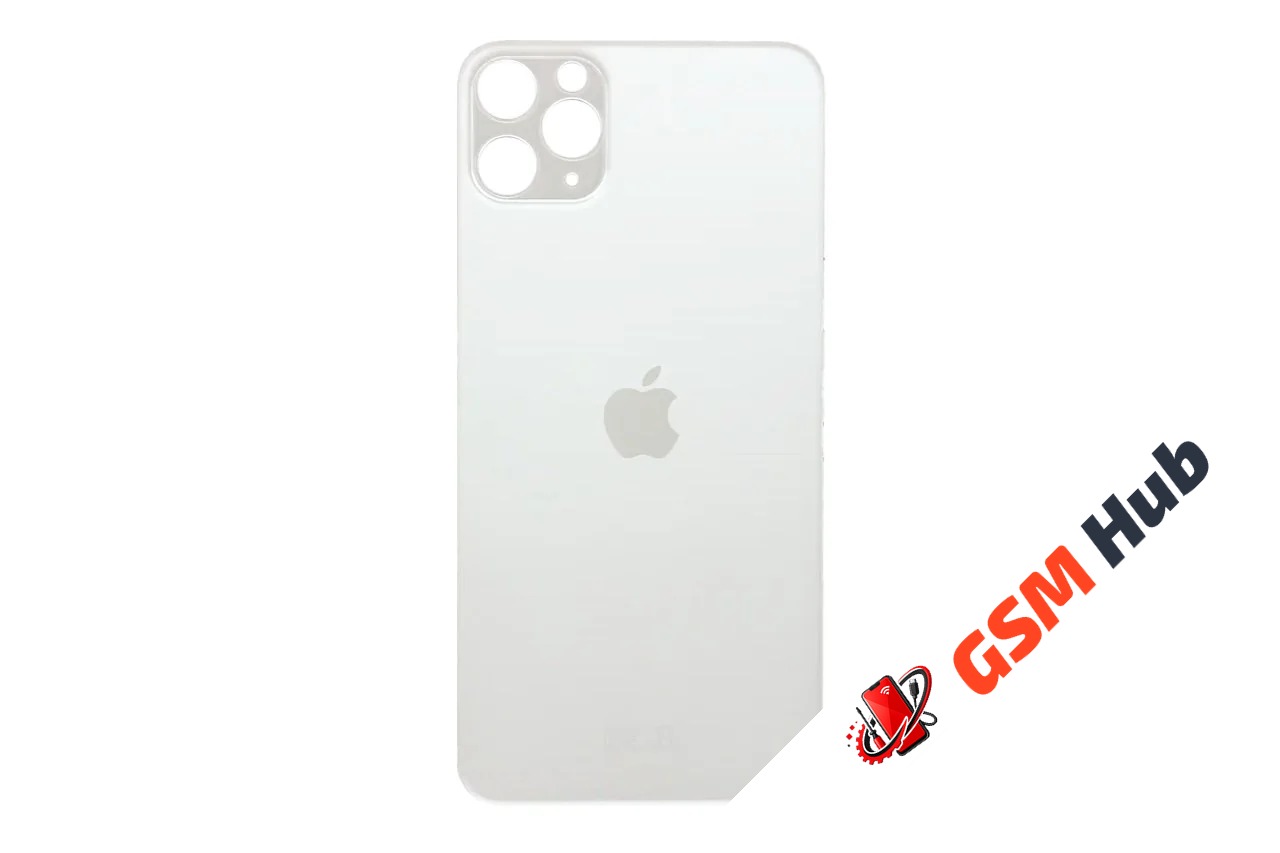 Задняя крышка (стекло) Узкий вырез iPhone 11 Pro Max Оригинал (Silver)