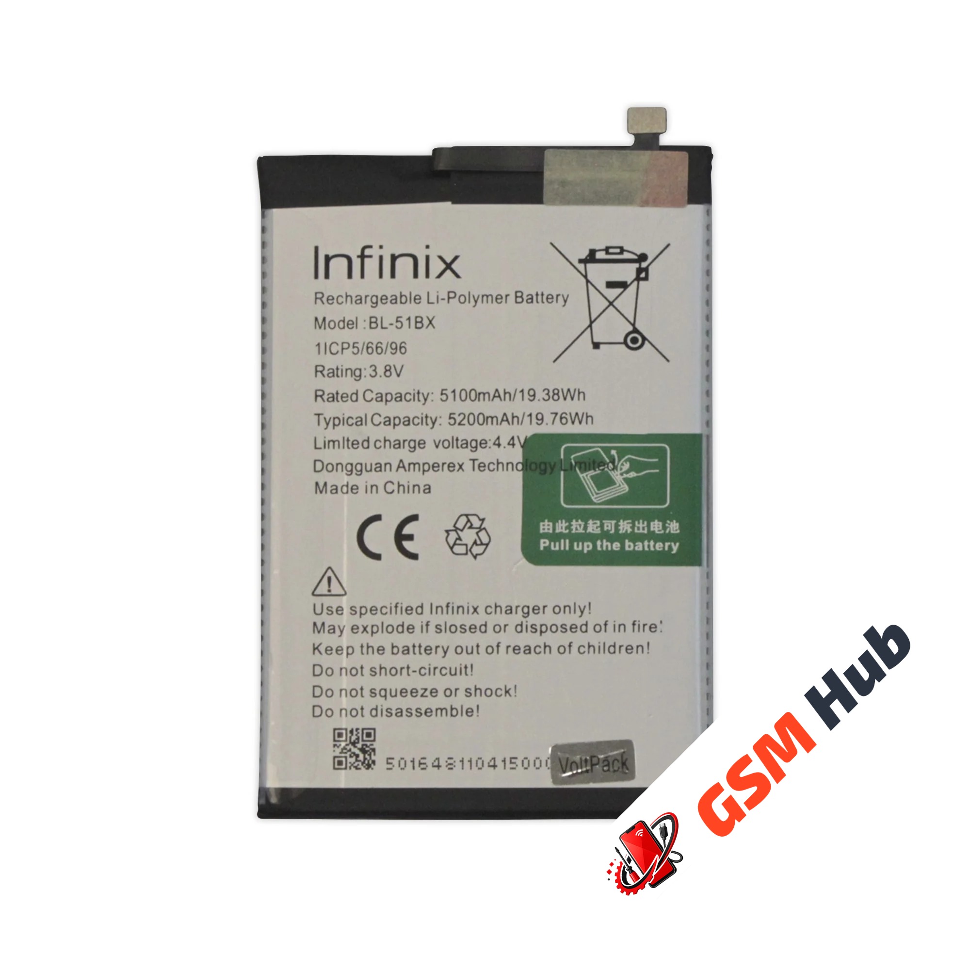 Аккумулятор infinix Hot 11 / Note 8 / Hot 10 (BL-51BX) 5200mAh VoltPack